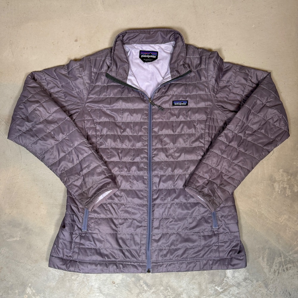 Patagonia Nano Puff Jacket Womens XL Purple Insulated Quilted Full Zip Puffer